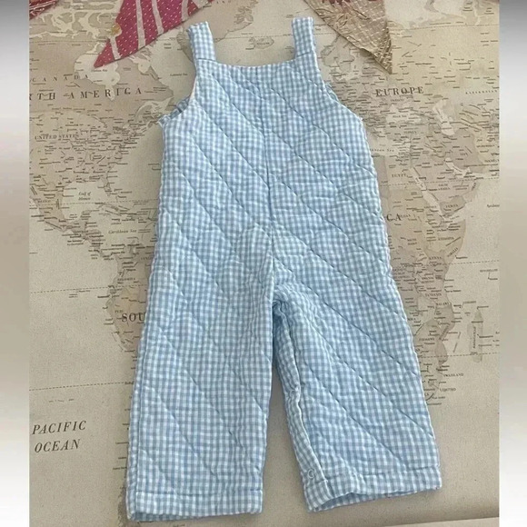 Vintage Tiny Tots Blue Gingham Embroidered Cat Overall Romper 24Mo - Picture 4 of 7